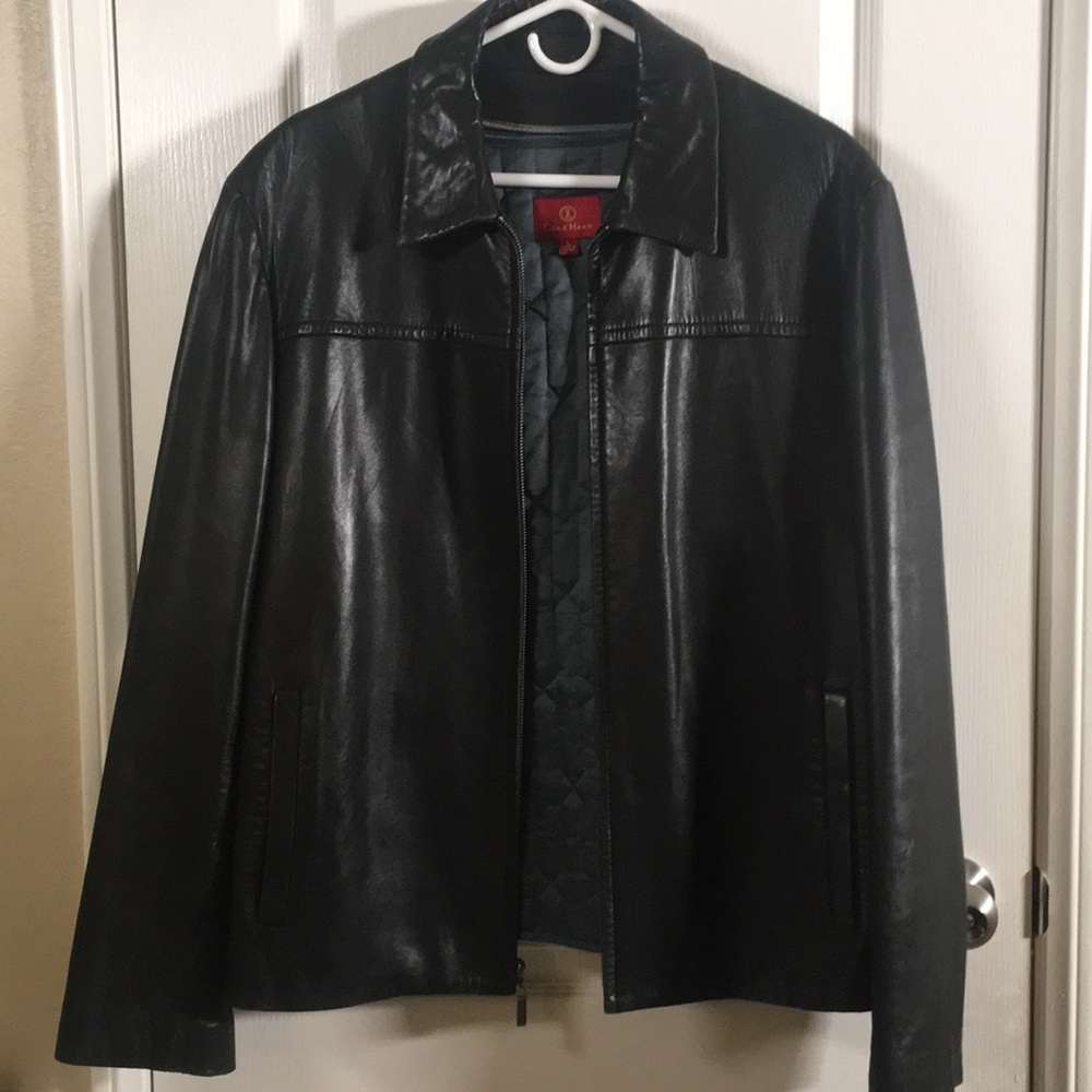 Cole Haan Men’s Genuine Leather Jacket with Liner